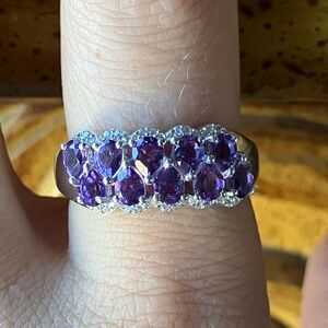 Genuine Amethyst Sterling Silver Ring Size 9